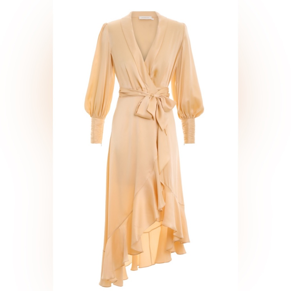Zimmermann Silk Cream Wrap Midi Dress - Picture 2 of 10